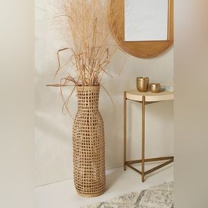 Anthropologie Woven Seagrass Floor Vase
